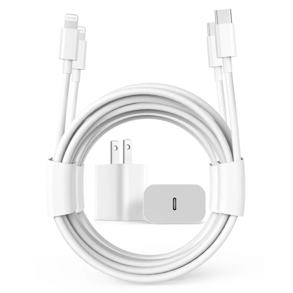 2 Pack Apple iPhone 20W PD 6Ft Fast USB C-Lightning Fast Charging Cable Set NWT